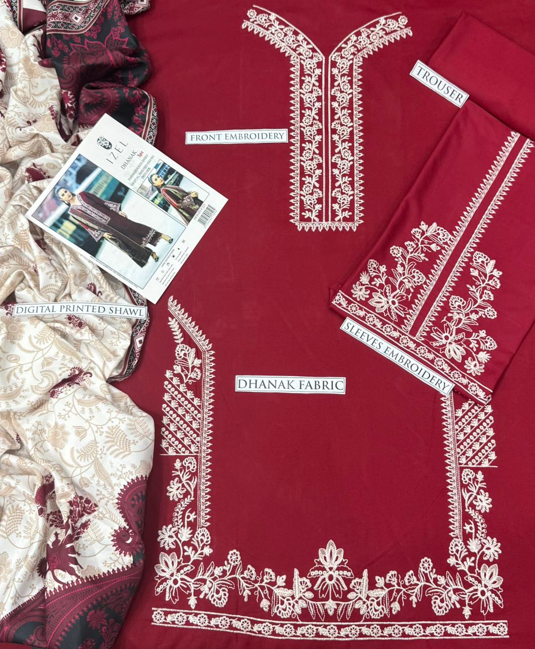3PC  DHANAK 3PC EMBROIDERED