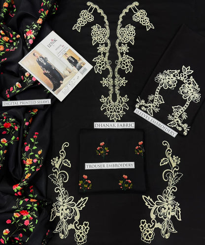 3PC : DHANAK 3PC EMBROIDERED