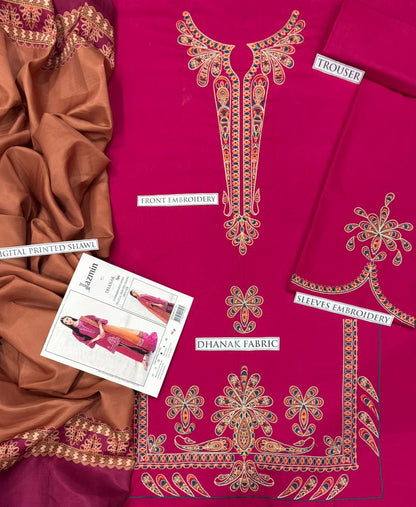 3PC : DHANAK 3PC EMBROIDERED