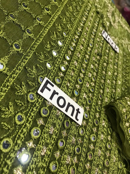 Ahmozi Presenting  Azure Chiffon Embroidered