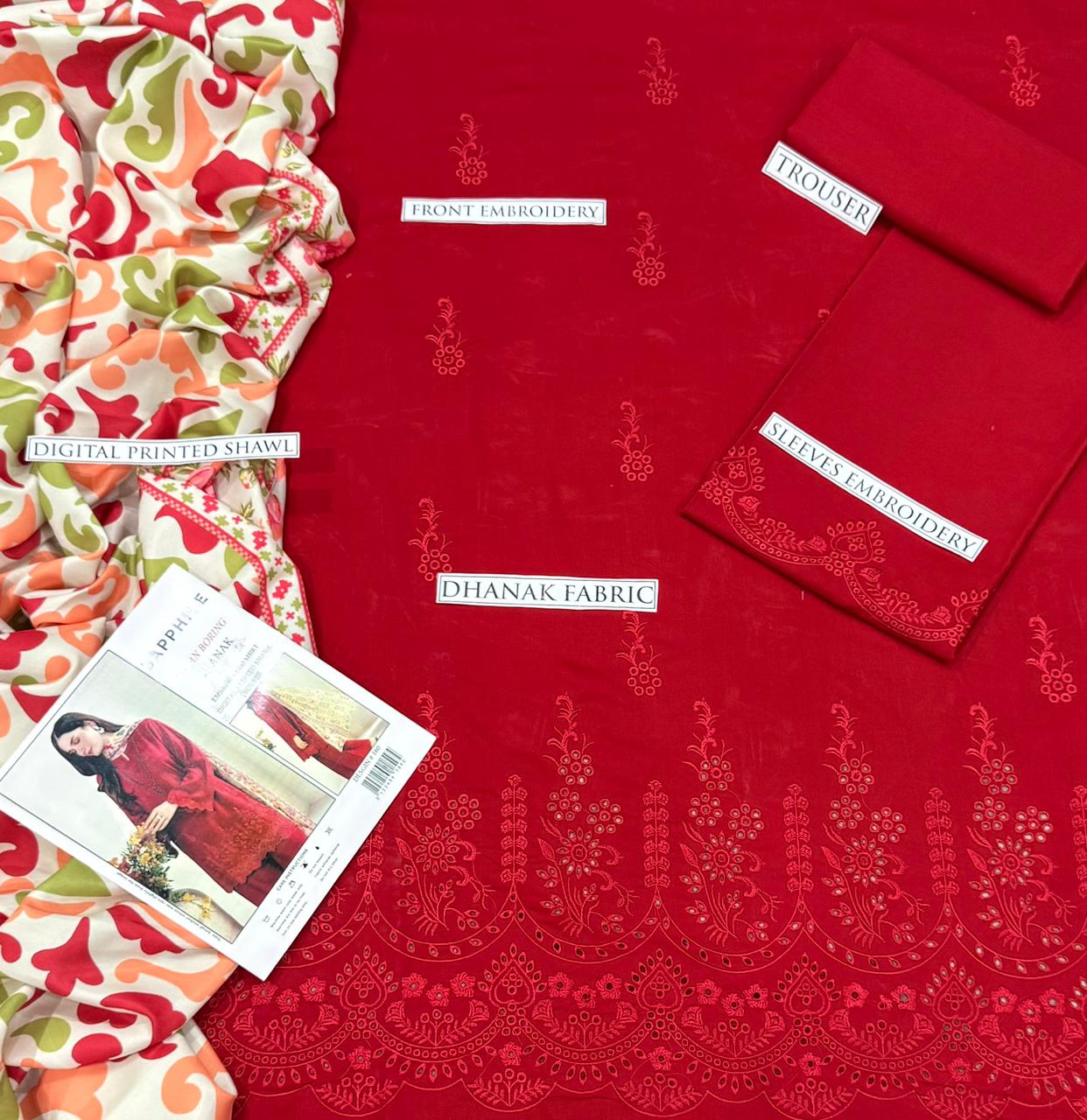 3PC  DHANAK 3PC EMBROIDERED