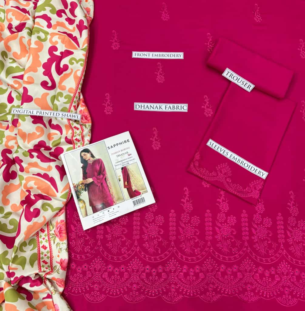 3PC  DHANAK 3PC EMBROIDERED