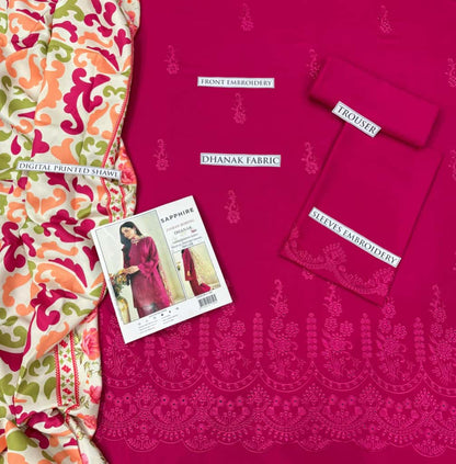 3PC  DHANAK 3PC EMBROIDERED