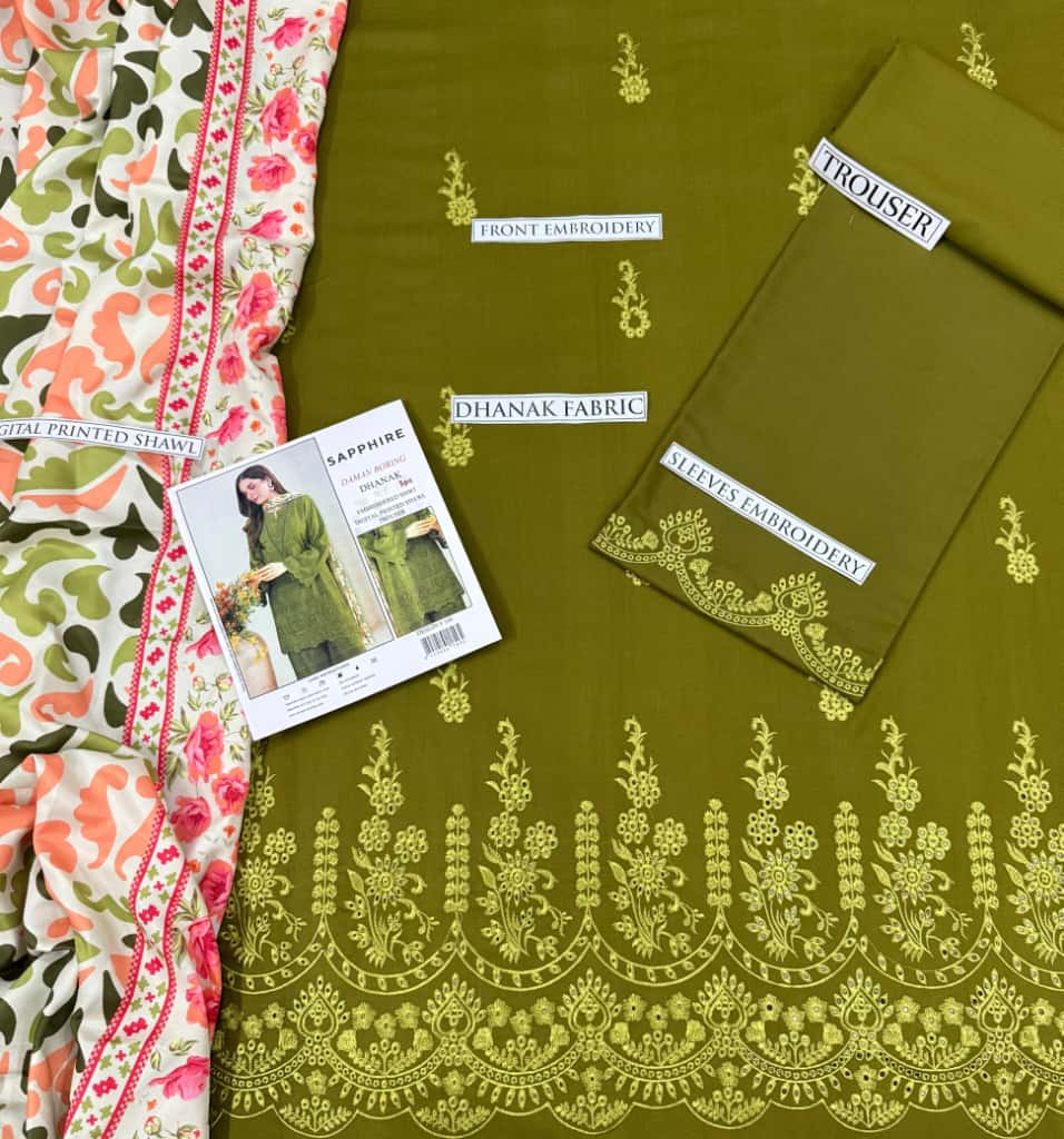 3PC  DHANAK 3PC EMBROIDERED