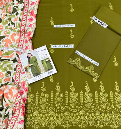 3PC  DHANAK 3PC EMBROIDERED