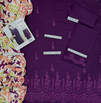 3PC  DHANAK 3PC EMBROIDERED