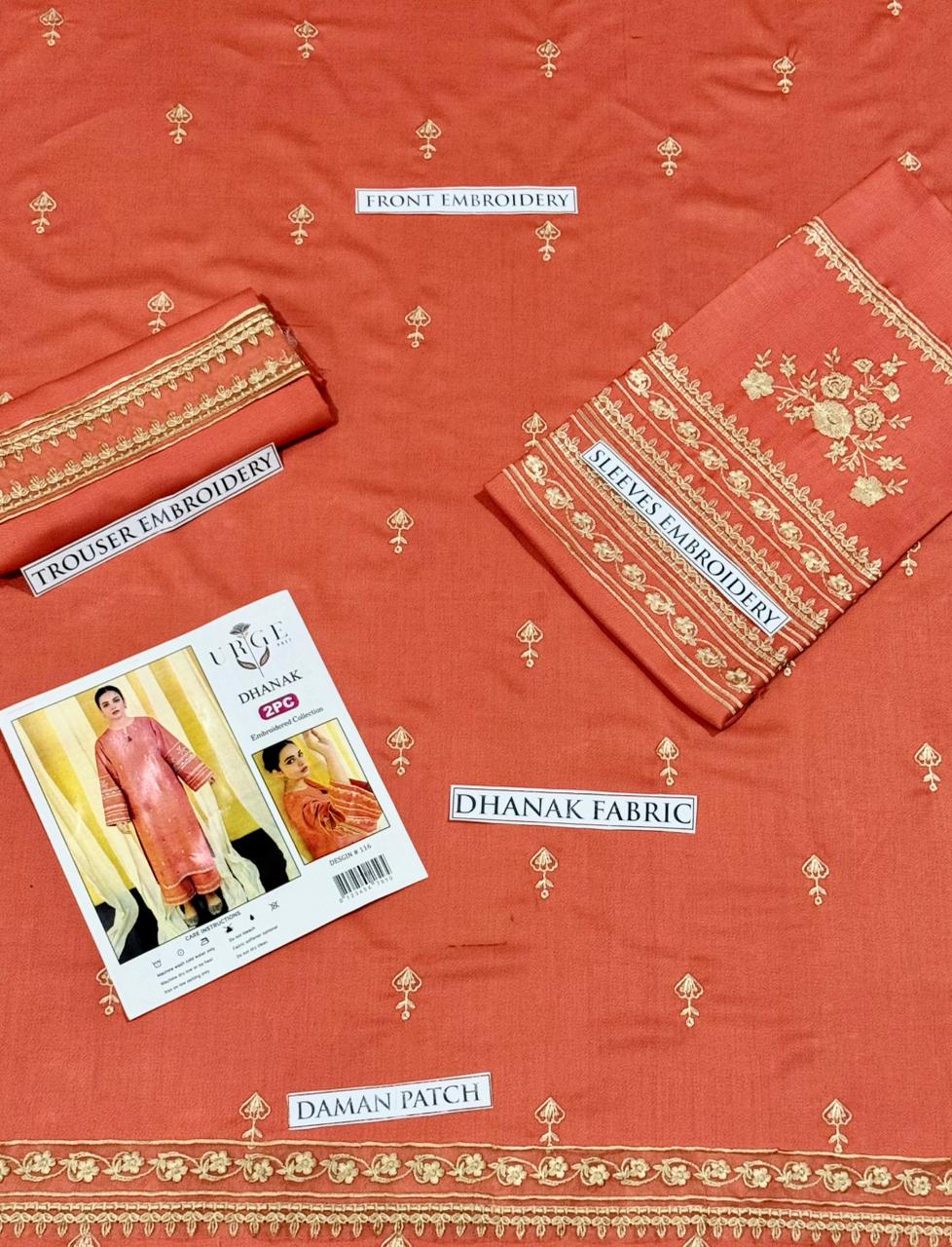 2PC  DHANAK 2PC EMBROIDERED