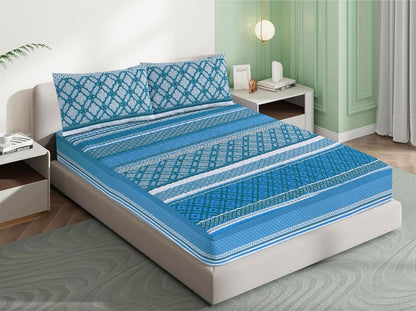 Printed Fancy Quilted Waterproof Mattress Fitted BedSheet With Pillows