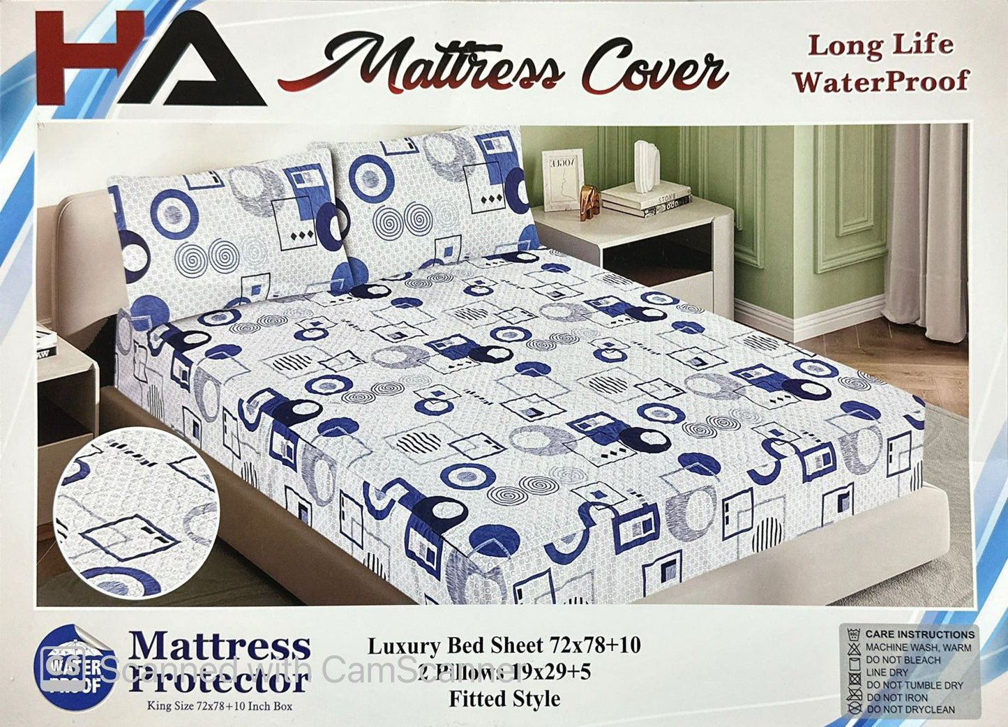Printed Fancy Quilted Waterproof Mattress Fitted BedSheet With Pillows
