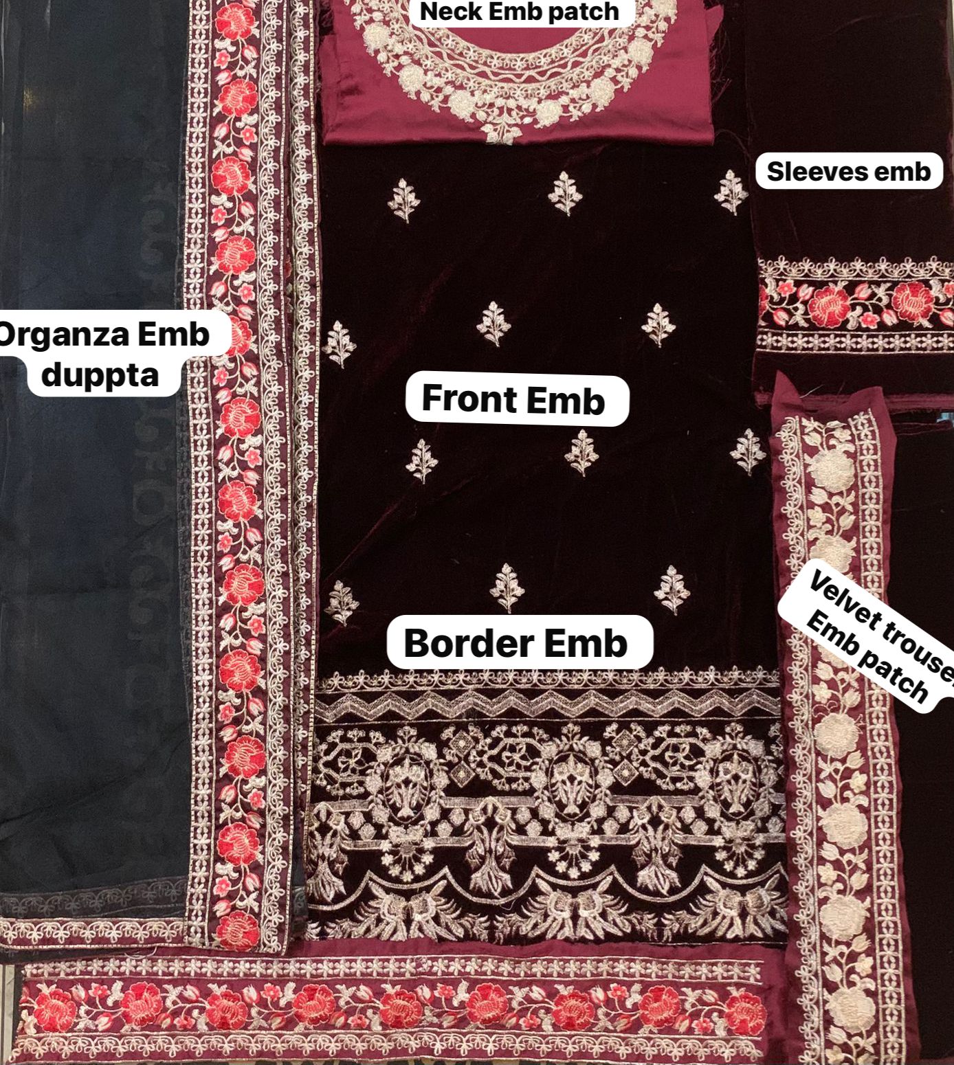 3PC Zanib Chottani Luxery velvet collection