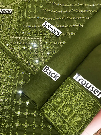 Ahmozi Presenting  Azure Chiffon Embroidered  F͜͡e͜͡F͜͡