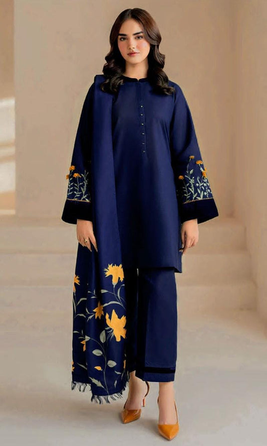 3PC : DHANAK 3PC EMBROIDERED