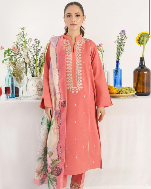 3PC : DHANAK 3PC EMBROIDERED