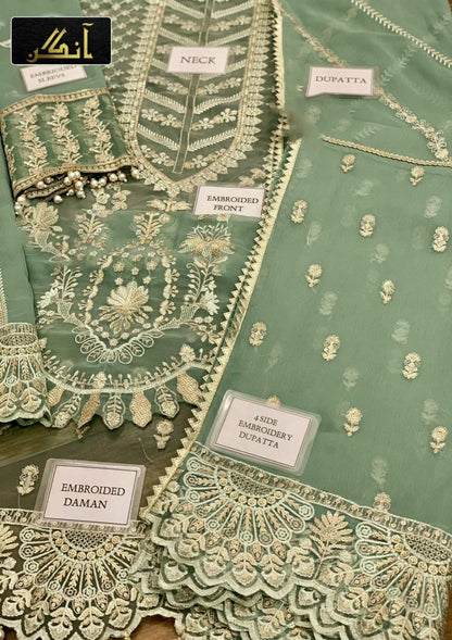 AFROZEH organza embroidered hand work embellished