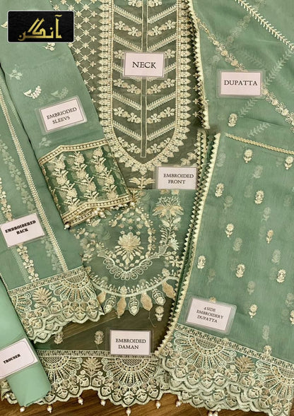 AFROZEH organza embroidered hand work embellished