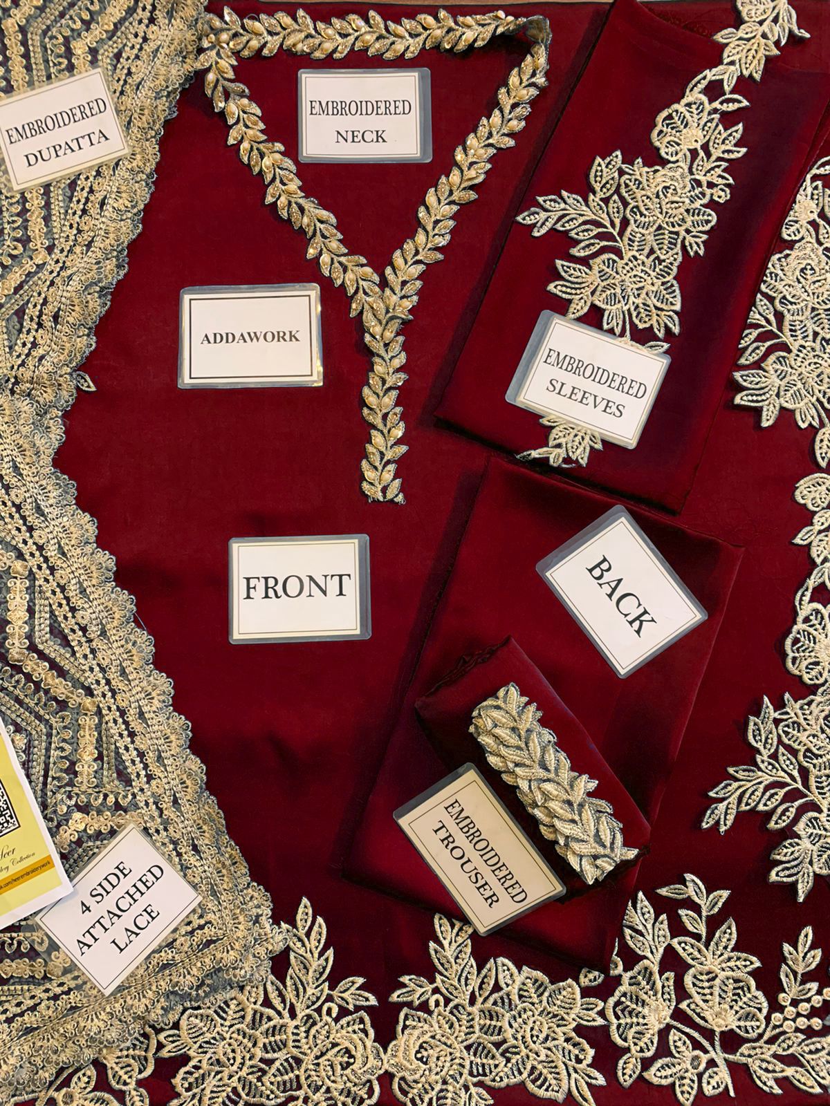 :ZAINAB CHOTANI silk embroidered hand work unstitced 3pc✓