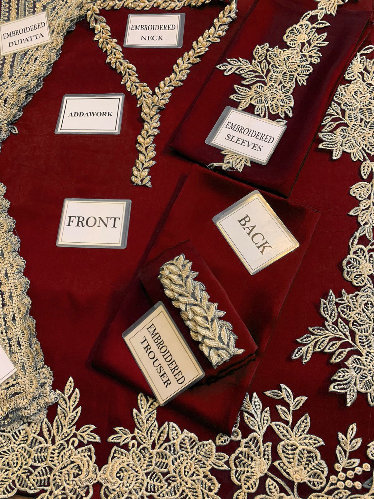 :ZAINAB CHOTANI silk embroidered hand work unstitced 3pc✓