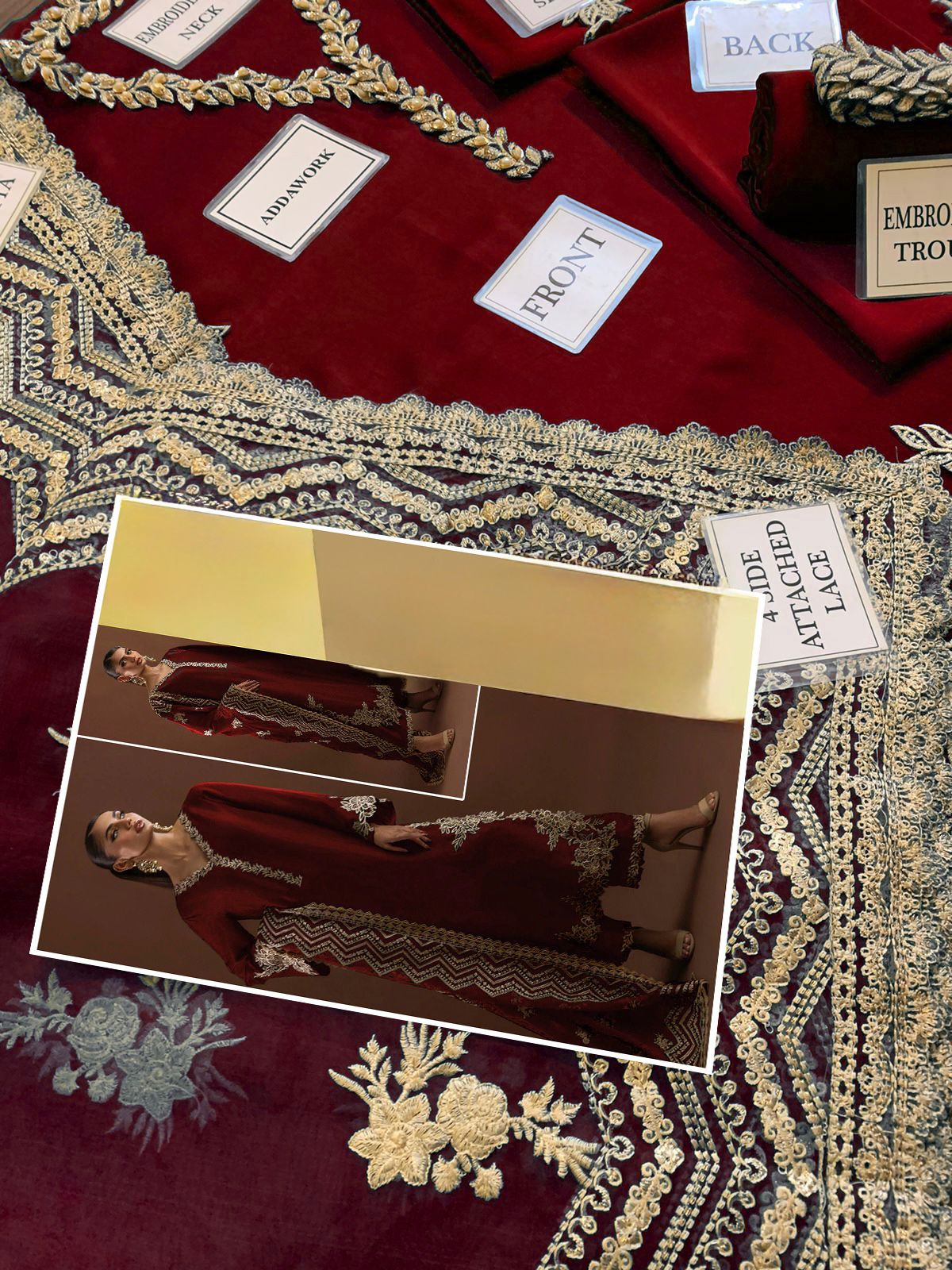 :ZAINAB CHOTANI silk embroidered hand work unstitced 3pc✓