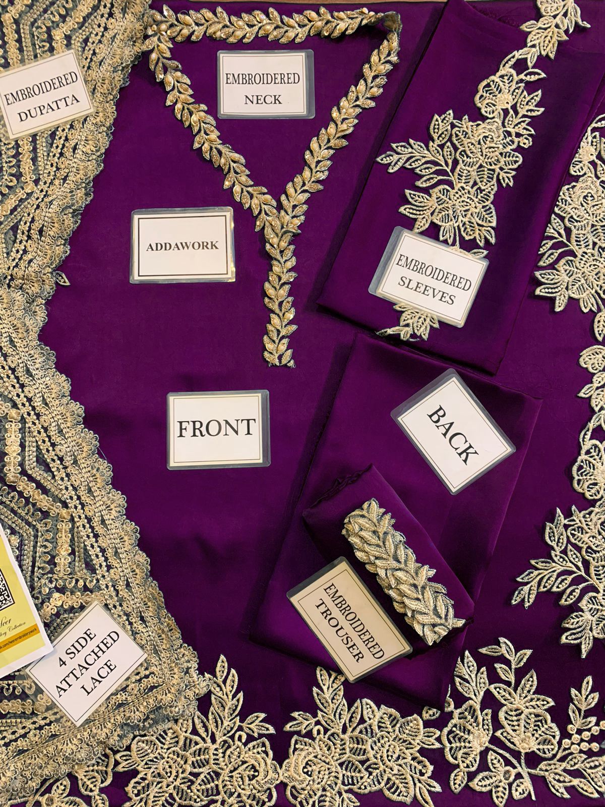 :ZAINAB CHOTANI silk embroidered hand work unstitced 3pc✓