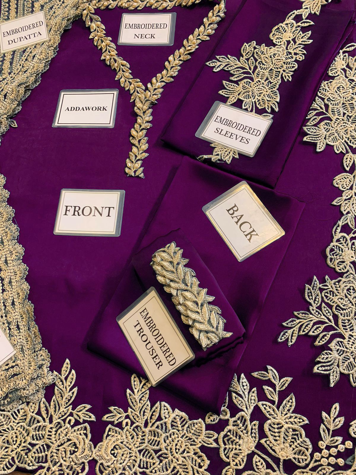 :ZAINAB CHOTANI silk embroidered hand work unstitced 3pc✓