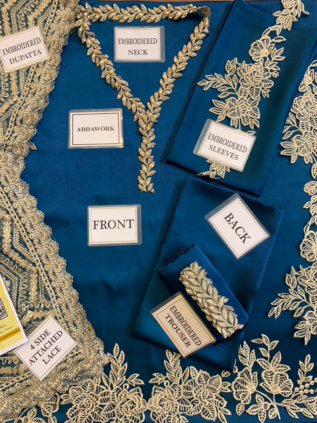 :ZAINAB CHOTANI silk embroidered hand work unstitced 3pc✓