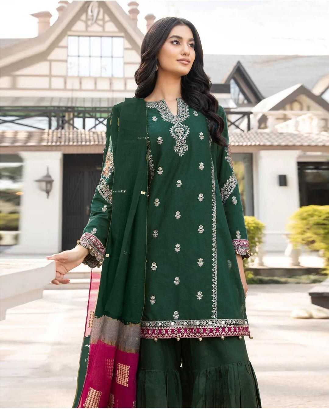 3pc  MARIA B 🟨 CATEGORY : DHANAK 3PC EMBROIDERED