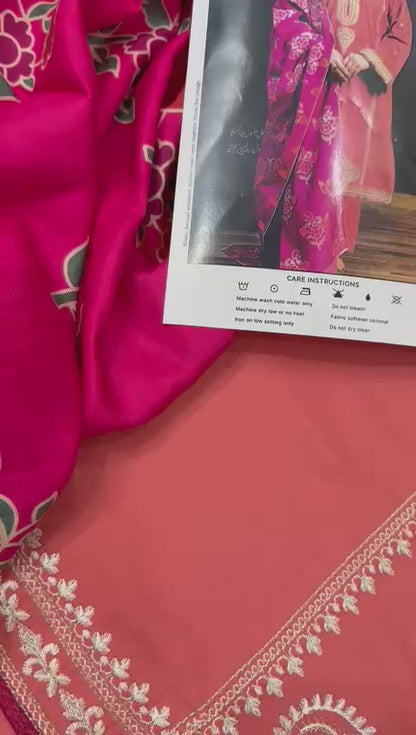 3pc URGE 🟨 DHANAK 3PC Embroidered