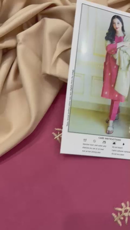 3pc URGE 🟨 DHANAK 3PC Embroidered