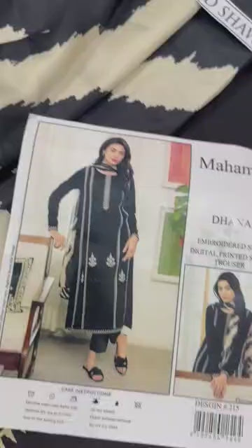 3pc URGE 🟨 DHANAK 3PC Embroidered