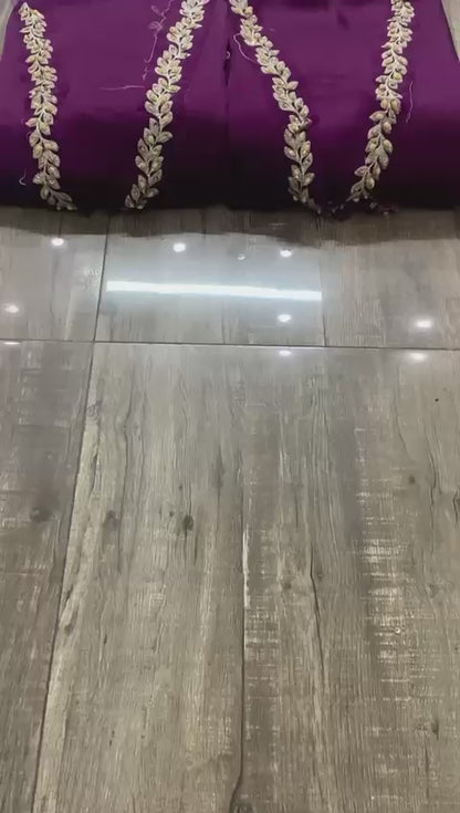 :ZAINAB CHOTANI silk embroidered hand work unstitced 3pc✓