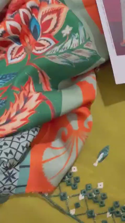 3pc URGE 🟨 DHANAK 3PC Embroidered